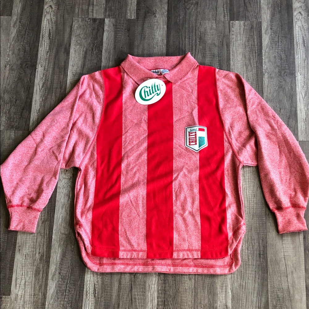Vintage Sport Red Striped Long Sleeve Collared Shirt M NEW